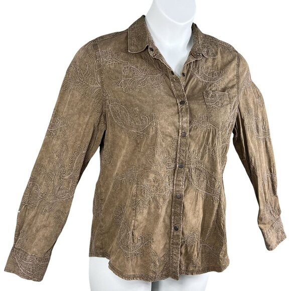 VTG Natural Reflections Womens L Embroidered Shacket Snap Up Long Sleeve Western - Picture 5 of 15